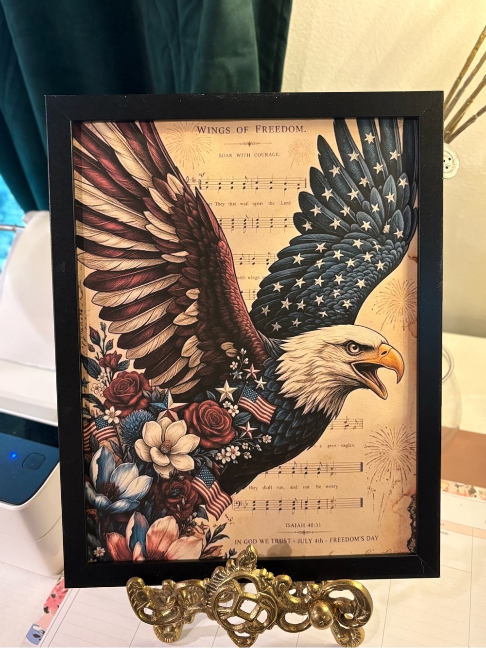 Patriotic Eagle Wall Framed 8x10 Art Print